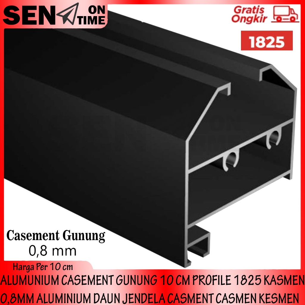 ALUMUNIUM CASEMENT GUNUNG PROFILE 1825 0,8MM PER 10 CM ALUMINIUM DAUN JENDELA CASMENT CASMEN KESMEN 