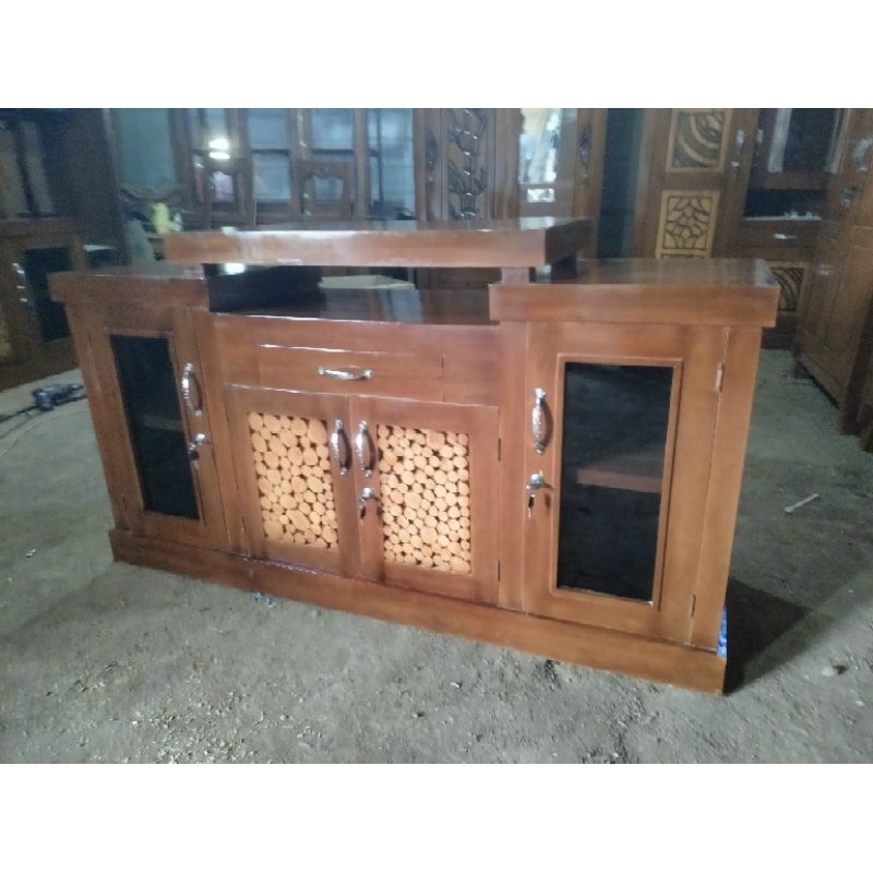 [ PRE ORDER ] Bufet pendek kayu jati minimalis uk 150  | Bufet tv kayu jati minimalis uk 150