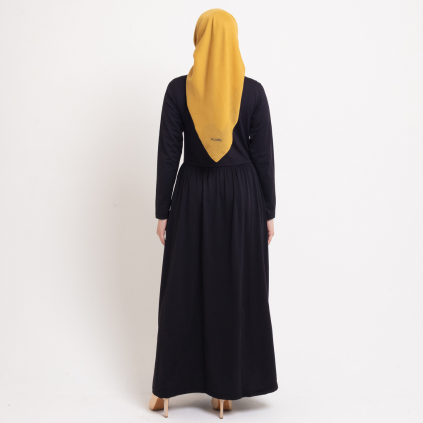 OFFICIAL Elzatta Baju Gamis Wanita Polos Gamis Hitam Oliza KEKINIAN