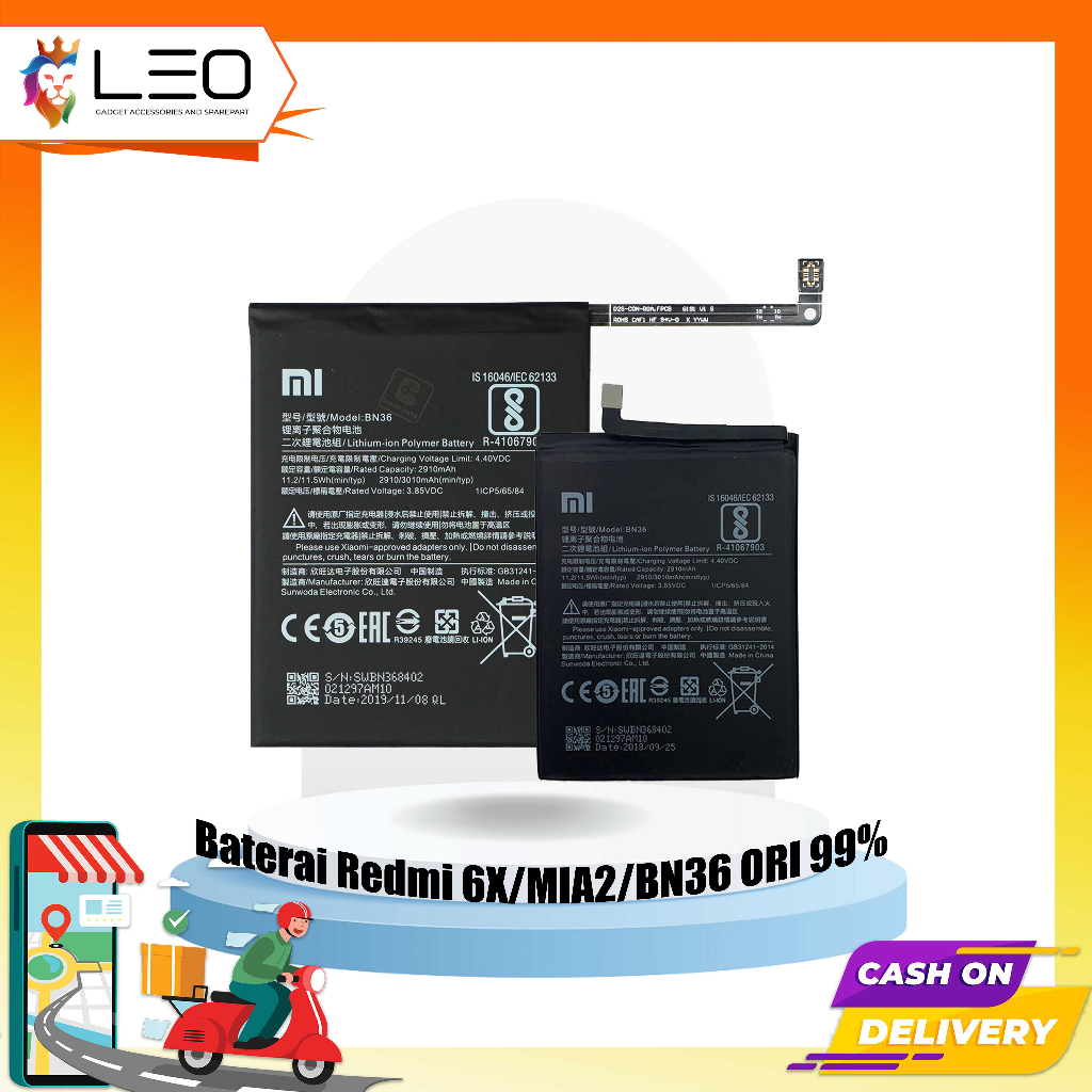 Baterai Redmi 6X/MIA2/BN36 ORI 99%