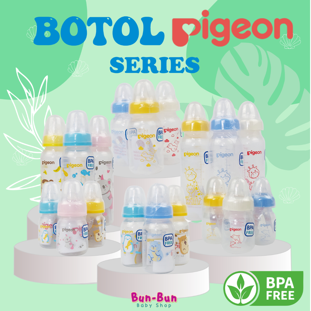 PIGEON Botol Susu Bayi 50ml 120ml 240ml Bottle Standard New Born Peristaltic Nipple PP RP Anti Sedak