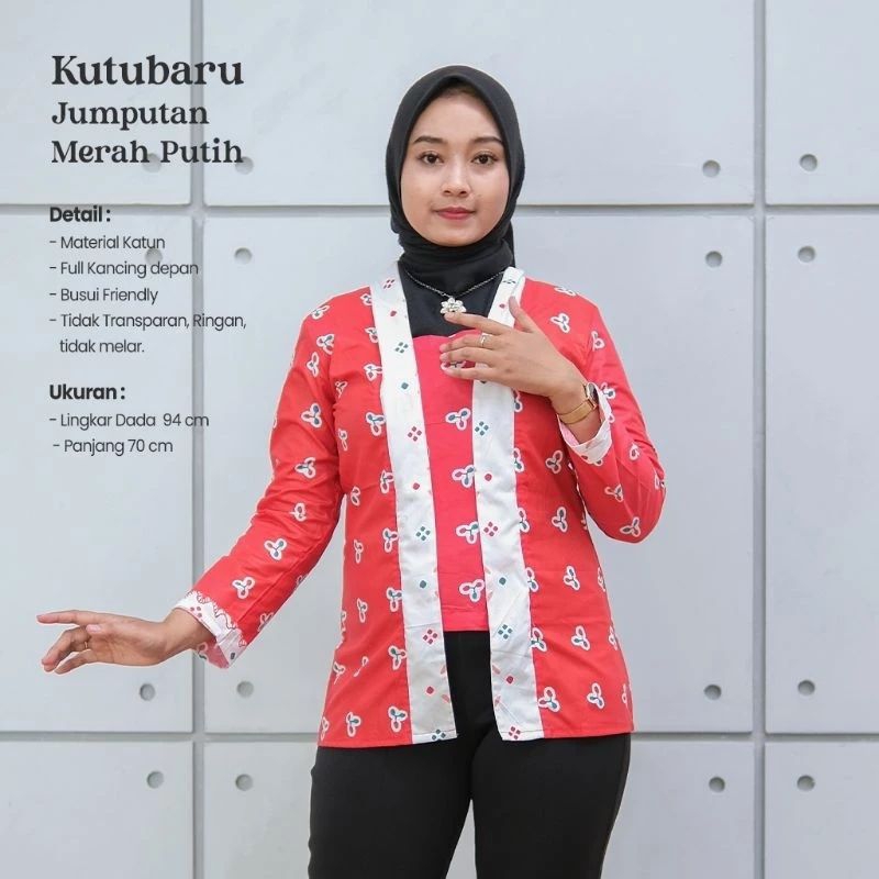 Blus Kutubaru Jumputan Merah Putih Wanita - Sekar Jagad Batik