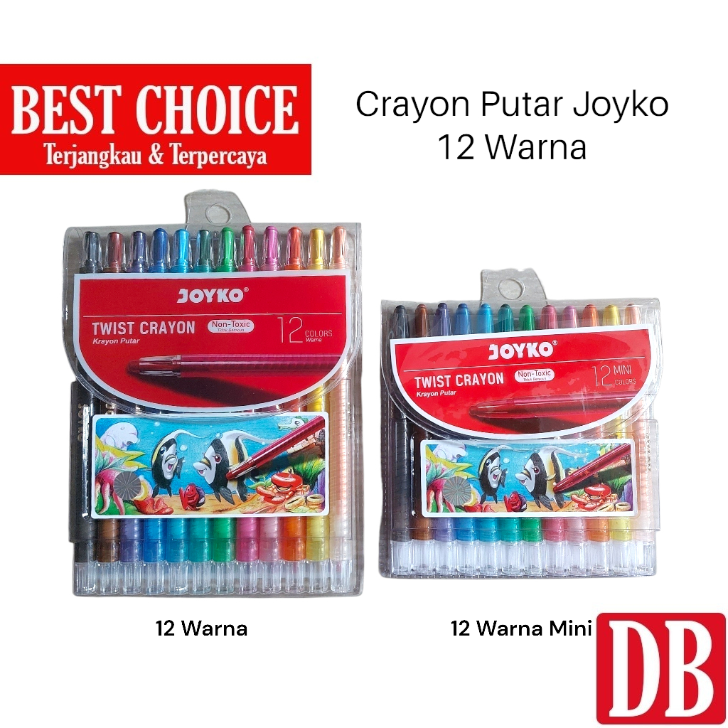 

Twist Crayon / Krayon Putar Joyko 12 Warna Set Mini / Panjang