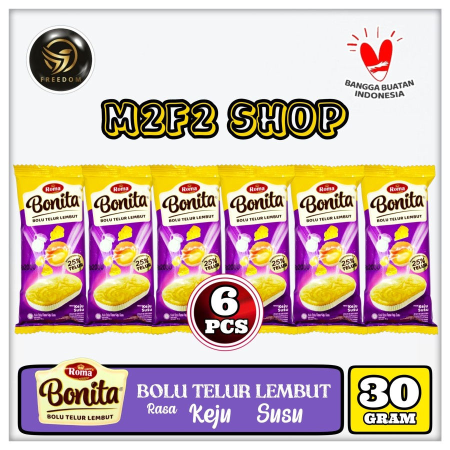 

Roma Bonita Cake Bolu Telur Lembut Rasa Keju Susu - 30 gr (Kemasan 6 Pcs)