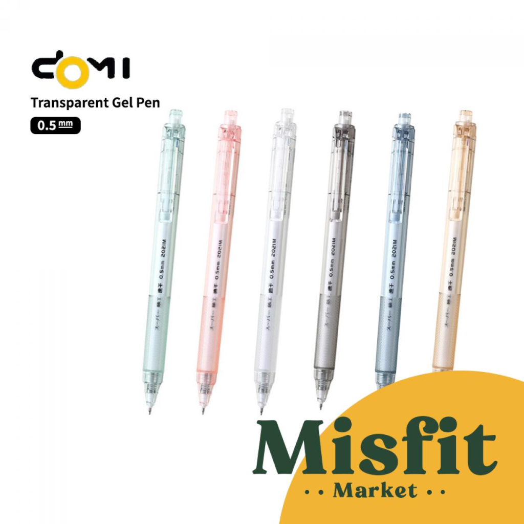 

Domi DM-902 Transparent Gel Pen 0.5 mm Pulpen Transparan ala M*JI Estetik