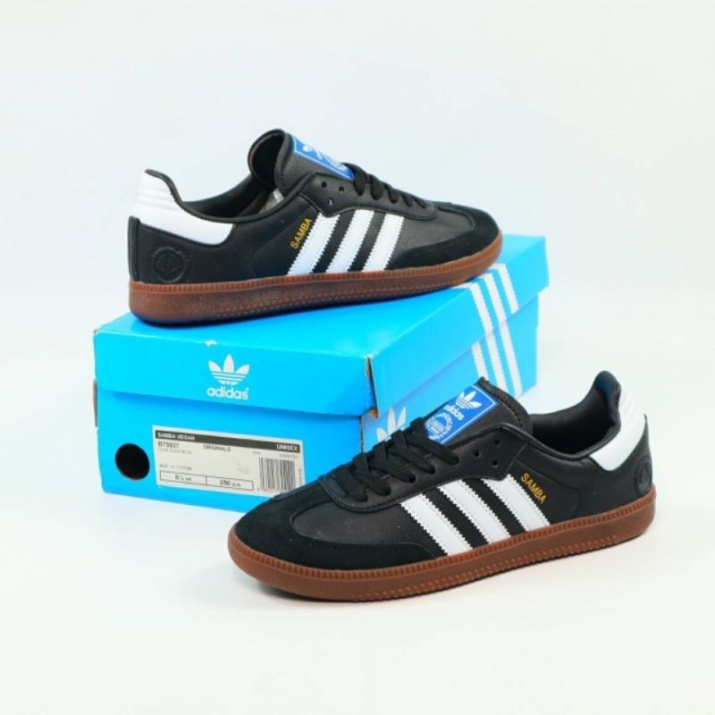 SEPATU ADIDAS ORIGINAL PRIA WANITA WARNA HITAM ADIDAS SAMBA VEGAN CORE BLACK GUM