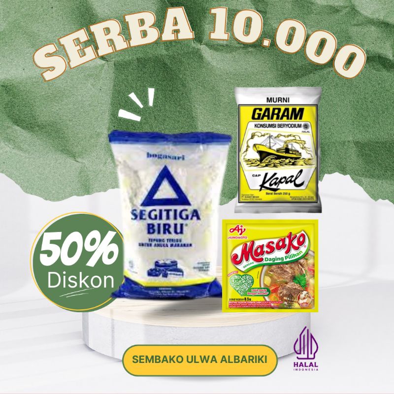 

TEPUNG SEGI 3 500g + GARAM 250g + MASAKO 1pcs