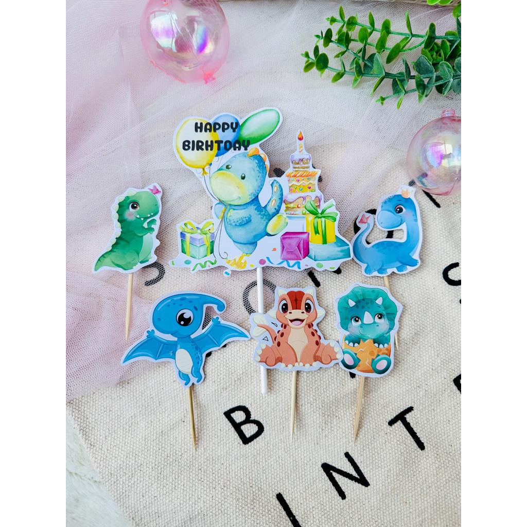 BJ - Dino Dinosaurus Balon Mini Topper Cake Birthday / Hiasan Kue Ulang Tahun