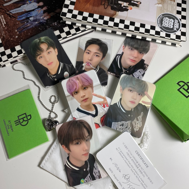 NCT DREAM 6TH ANNIVERSARY NEKLACE FULLSET CERTIFICATION PHOTOCARD PC MARK RENJUN JENO HAECHAN CHENLE