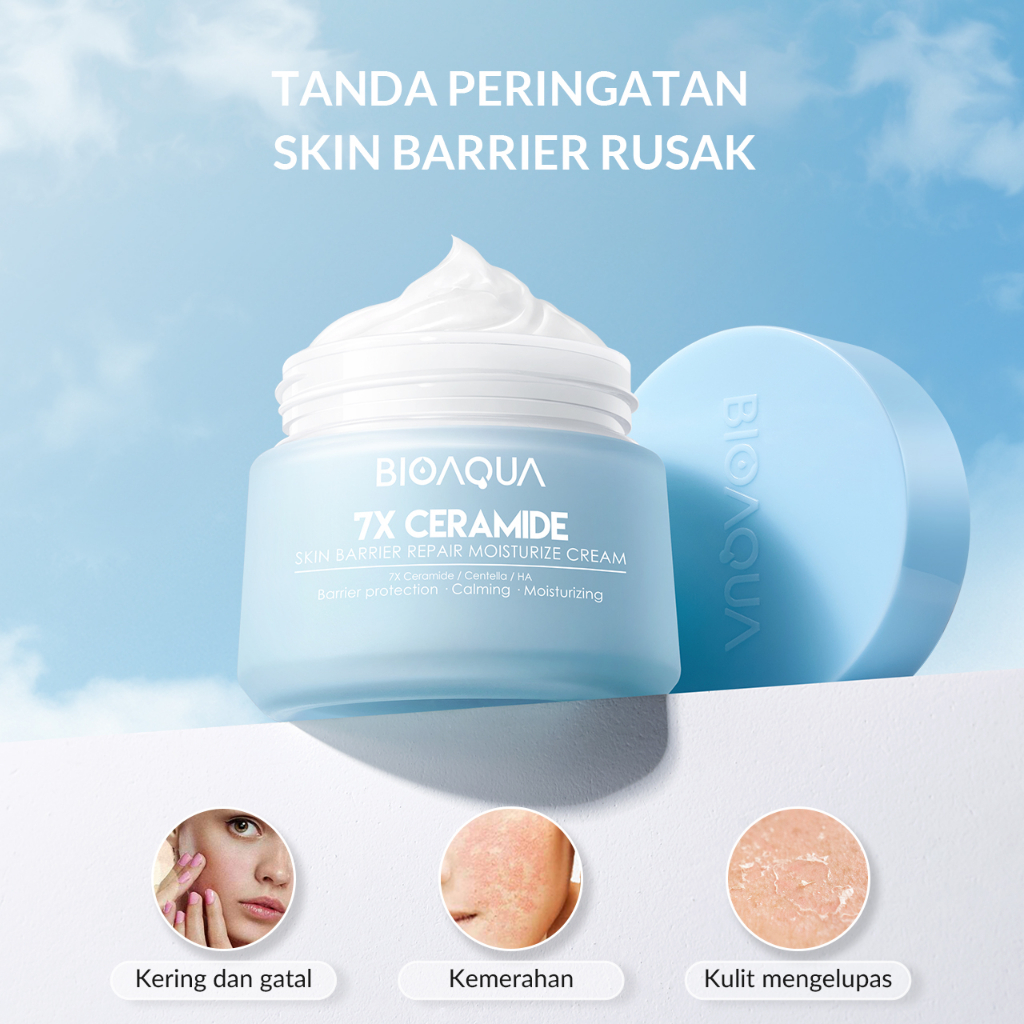 BIOAQUA 7X Ceramide Skin Barrier Repair Moisturizer Cream 50g Pelembab Wajah Cream Pemutih Wajah