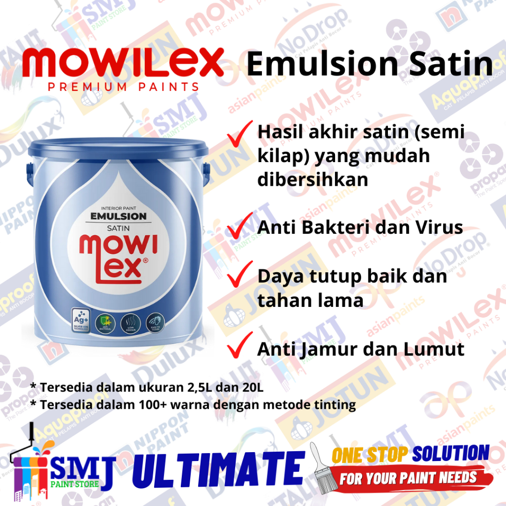 Cat Tembok Interior MOWILEX EMULSION SATIN Warna Tinting 20L