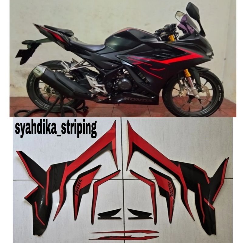 STIKER STRIPING LIS BODY MOTOR HONDA NEW CBR 150R TAHUN 2021 2022 HITAM DOFF ORIGINAL