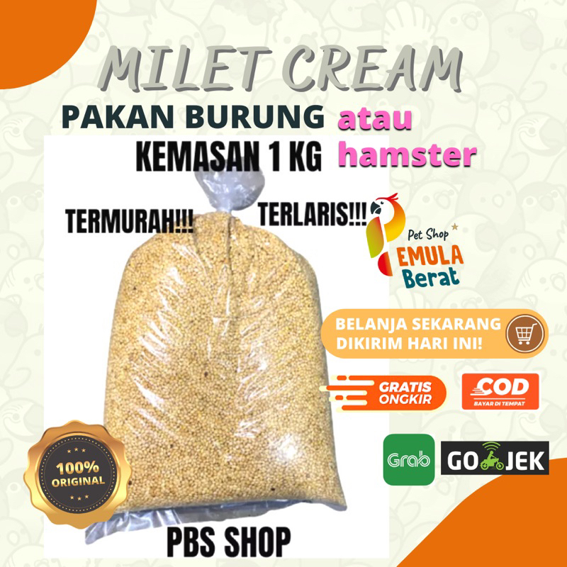PAKAN BURUNG MILET CREAM KUNING 1 KG PILIHAN GRADE A MILET CREM MILET KUNING MURAH 1KG  MILET 1KG MI