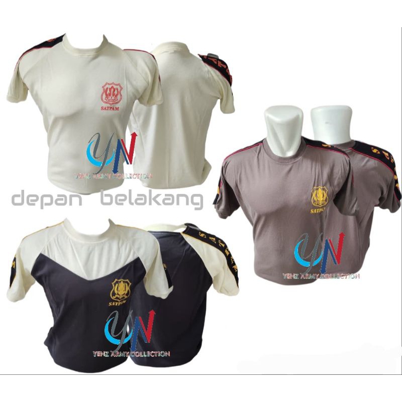 Baju kaos satpam cream coklat terbaru