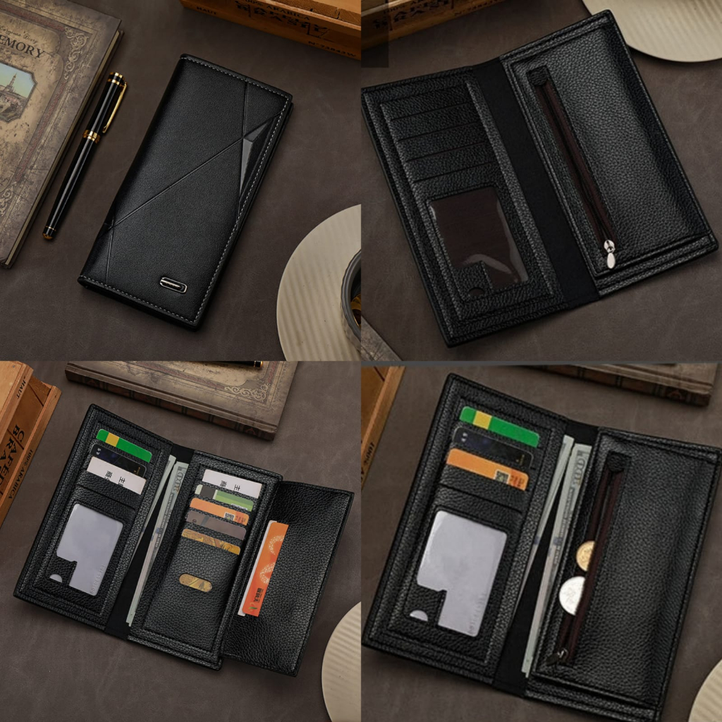 DOMPET PANJANG MACCA PRIA WA825B5 IMPORT KULIT PREMIUM HITAM ORIGINAL BRANDED SLOT KARTU REMAJA LAKI DEWASA DISTRO SIMPLE POLOS MURAH FASHION BATAM RESLETING KOIN COWOK KEREN