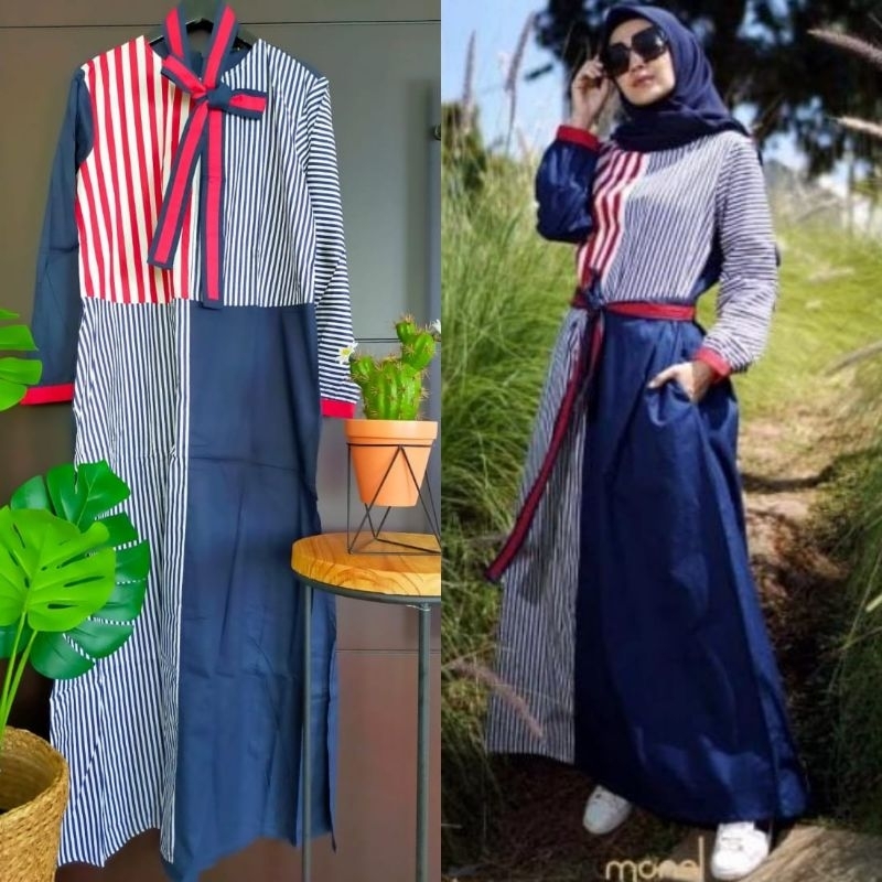 Monel Reblue Stripe (Dress/Terusan/Gamis) @Monel_Chavians