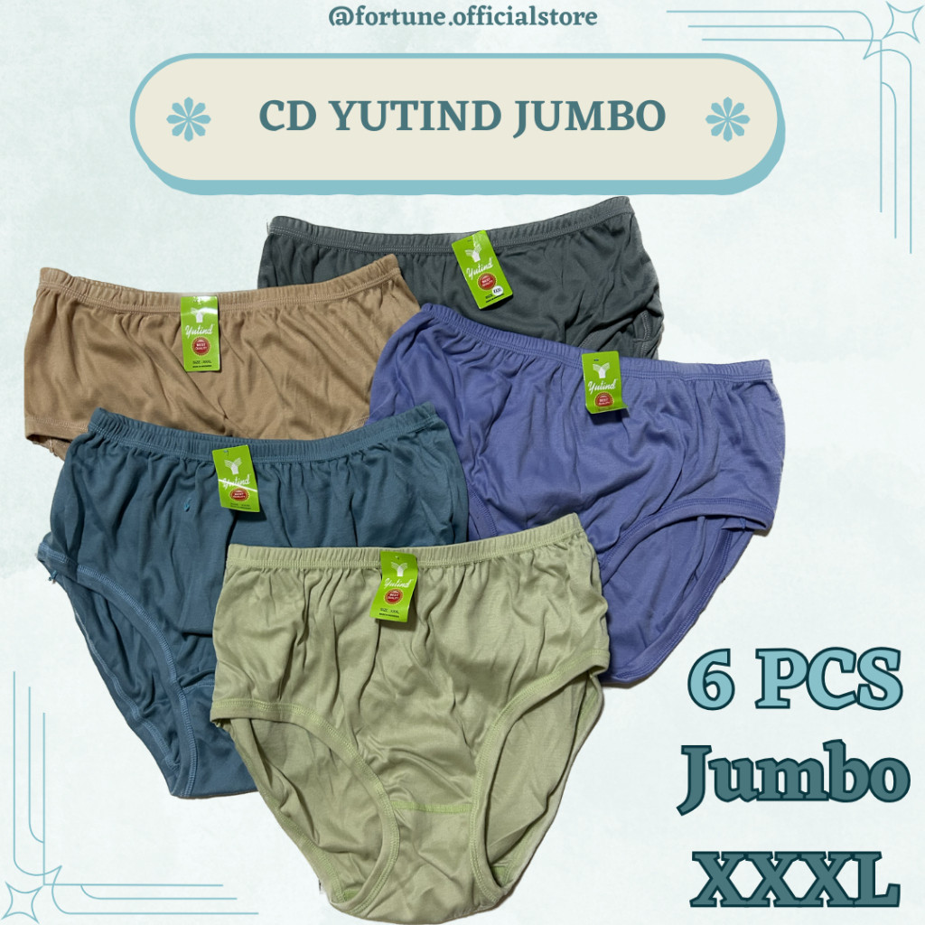 Celana Dalam Wanita JUMBO Bahan Katun Merk Yutind 6 PCS / CD / Sempak / Celqna / Cawet / Pakaian Dal