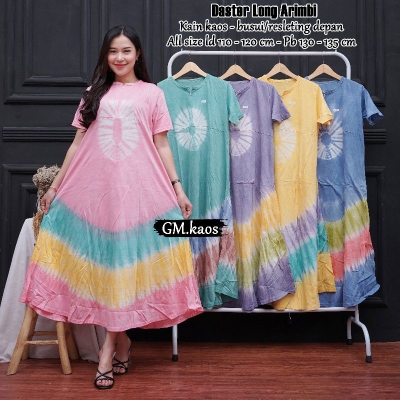 Daster kaos panjang lengan pendek busui resleting depan