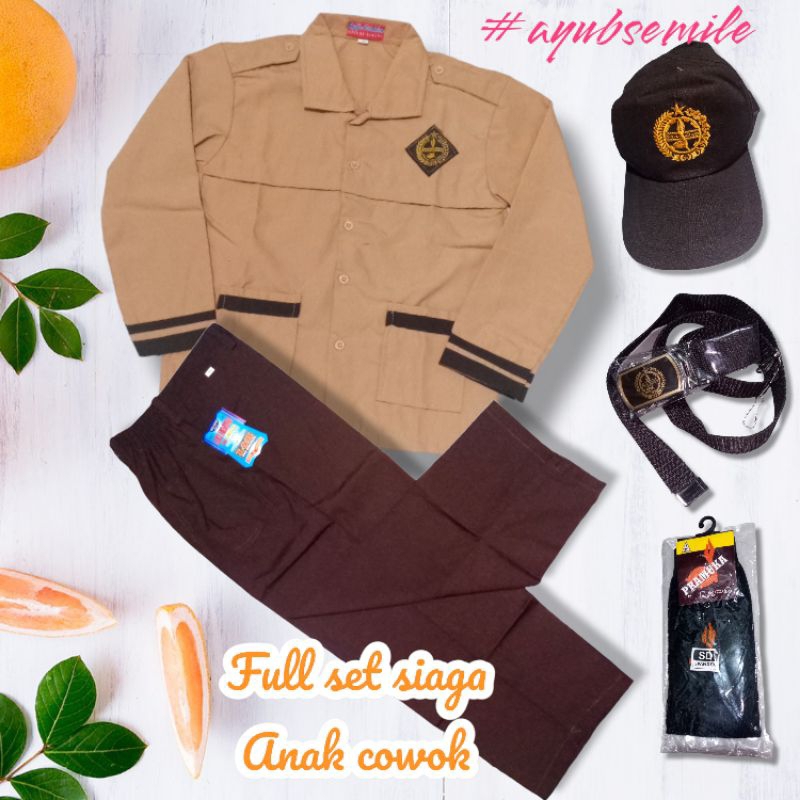 setelan full set seragam sd siaga lengan panjang cowok kelas 1-6