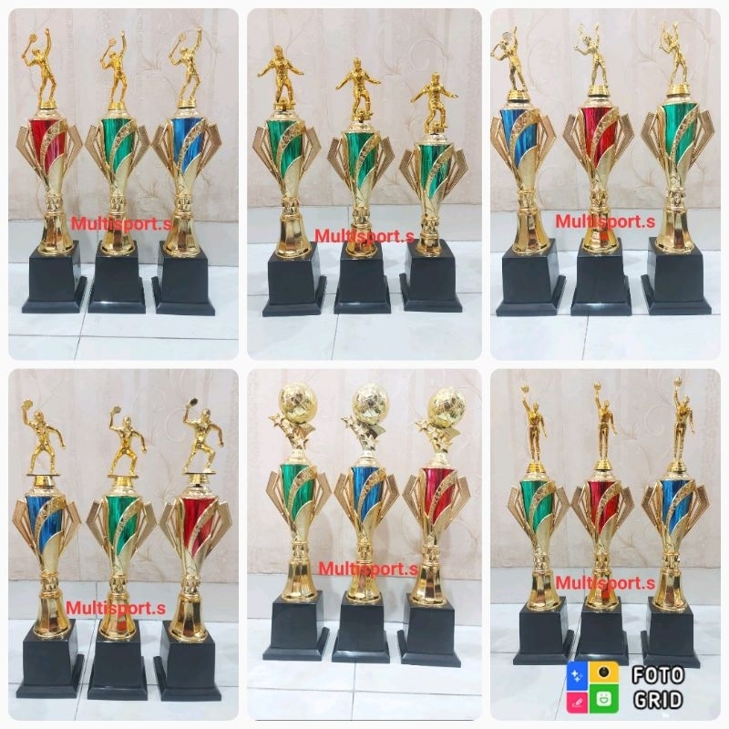 Piala Trophy Olahraga Badminton Tenis Meja Voli Basket Futsal Sepak Bola Juara 1 2 3