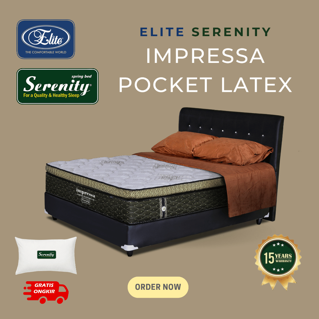 Kasur Elite Serenity Impressa Pocket Spring Latex 160x200 FULL SET Spring Bed