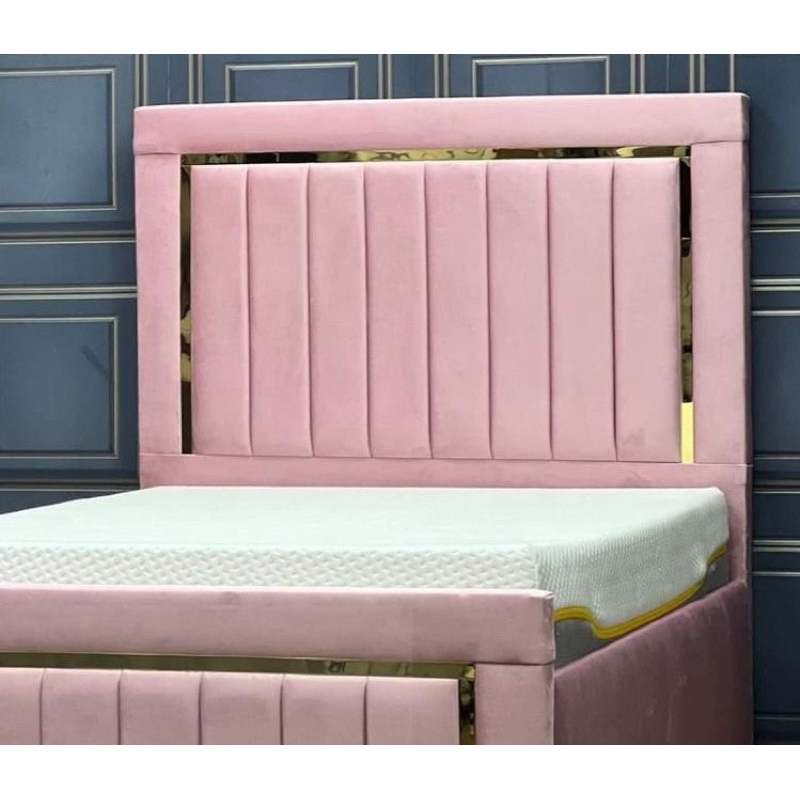 Divan pink List gold + Kasur terbaru, gaya eropa, divan minimalis