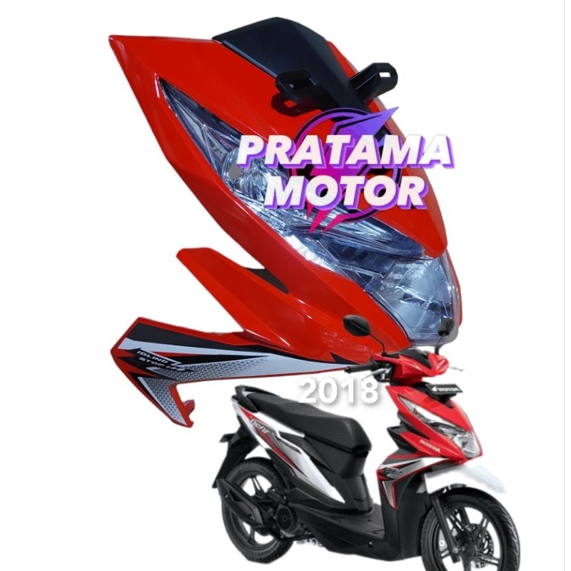 Tameng Body Depan Beat Fi Esp Iss Merah 2018 Plus Sticker/Striping