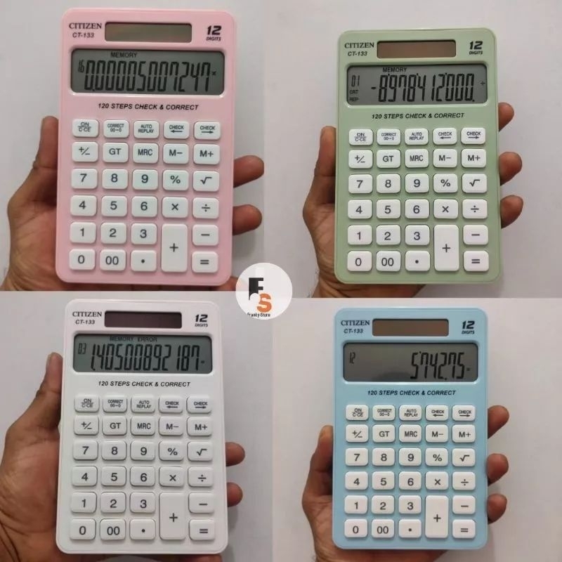 

HJK KALKULATOR FANCY WARNA WARNI CALCULATOR CT 555N 555 N 555 C 555 COLOUR SERIES 12 DIGIT CHECK