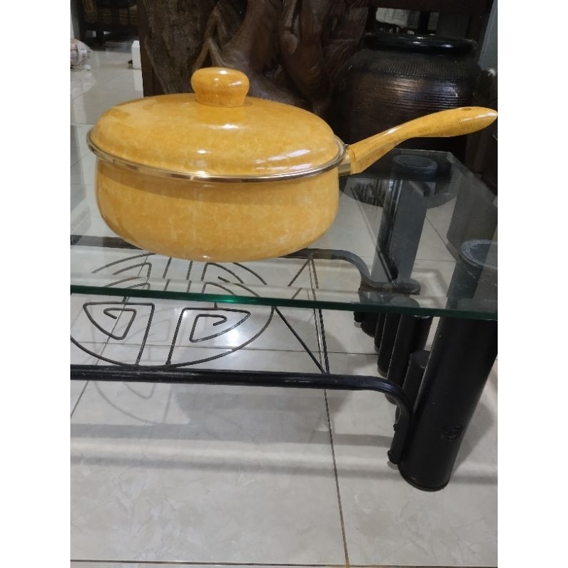 Panci gagang enamel besar tebal / panci kuning / panci hijau / panci biru