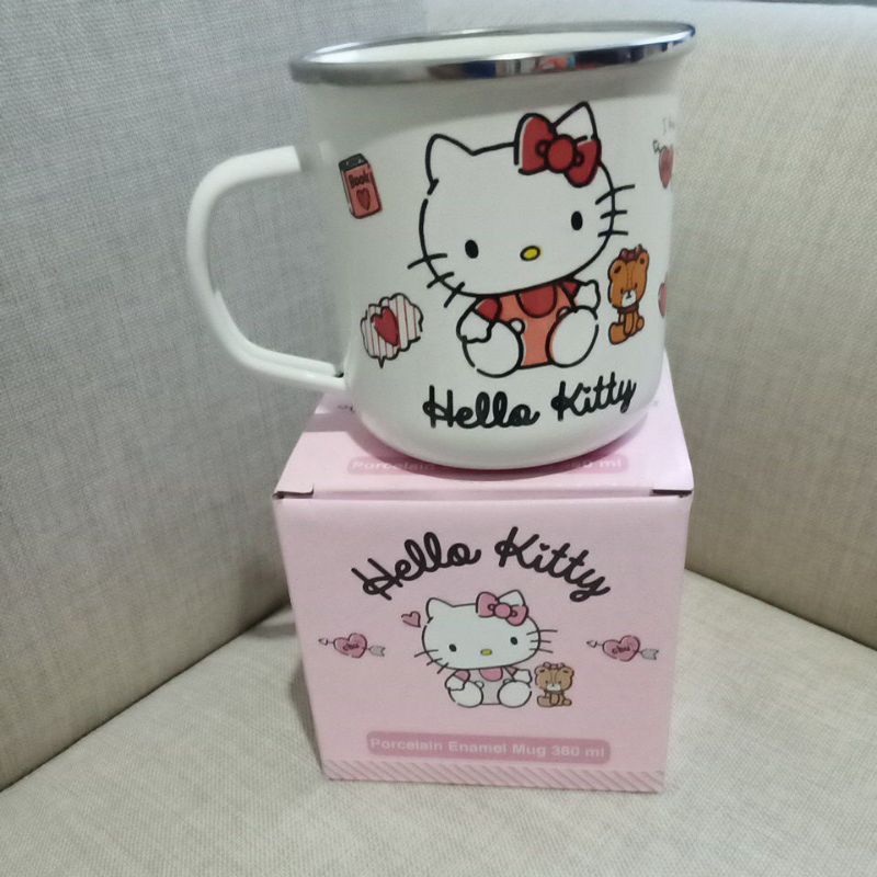 hello kitty porcelain enamel mug 300 ml putih