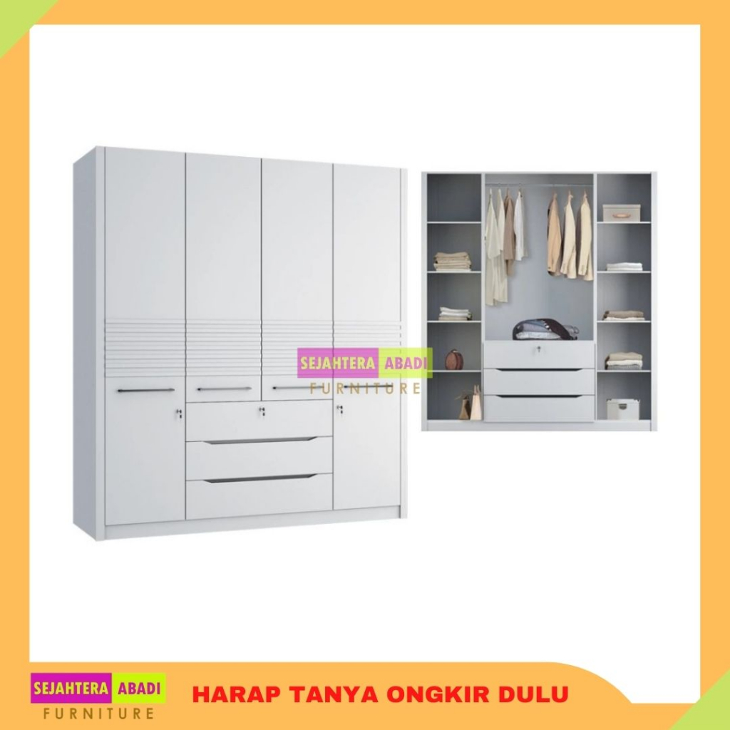 siantano lemari pakaian besar 4 pintu capitol 488 sw equity white glos