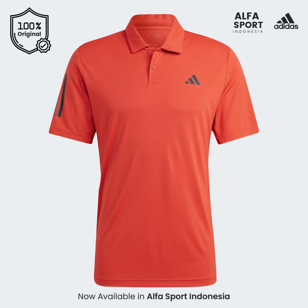 Baju Pria Adidas Club 3- Stripes Tennis Polo Merah Muda Hitam
