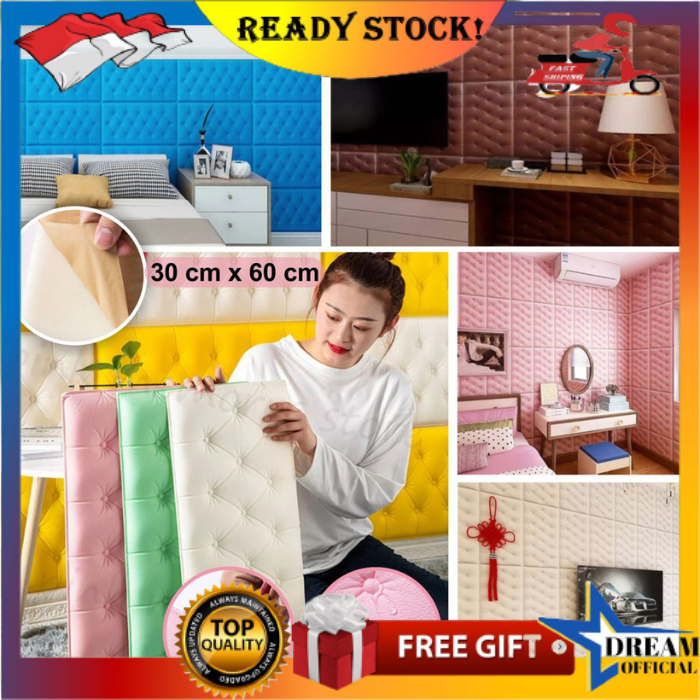 Wallpaper 3D Foam Headboard Sticker Dinding Busa Tebal Bed Wall Dinding Dekorasi Kamar Ruangan