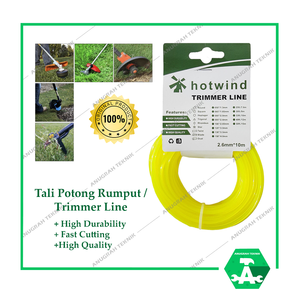 TALI POTONG RUMPUT 2.6mm 10 M Tali Senar Potong rumput 10Meter Trimmer Line