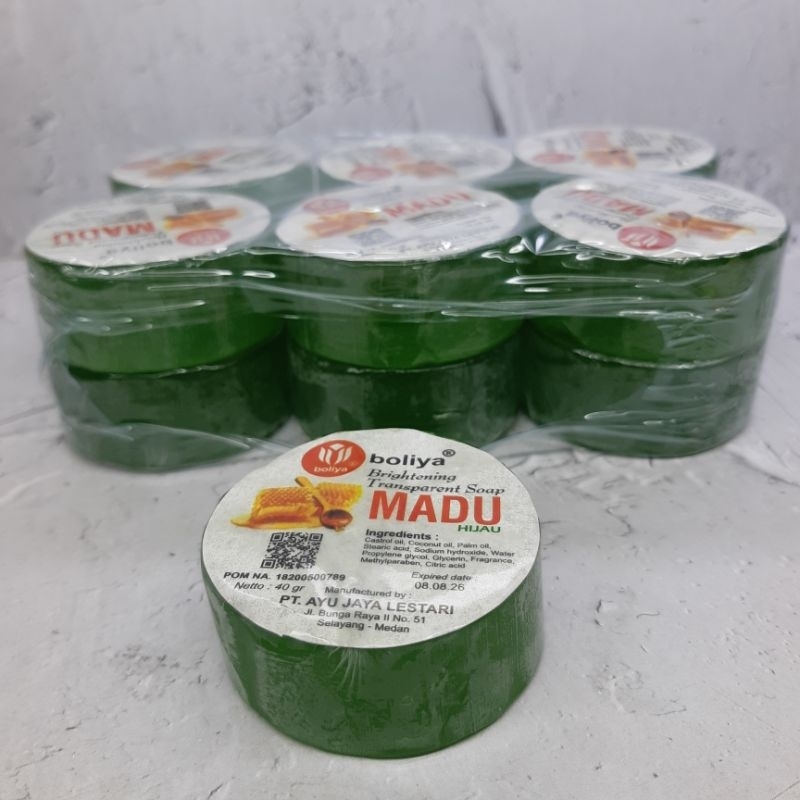 12 pcs) Boliya madu sabun batang hijau brightening transparent 40gr ori bpom