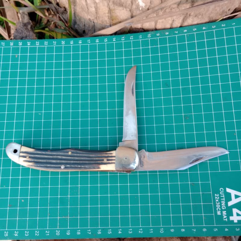 Queen Steel cutlery #39 TRAPER Double blade Winterbottom Tang Stamp Etched Folding Hunter Knife tahu