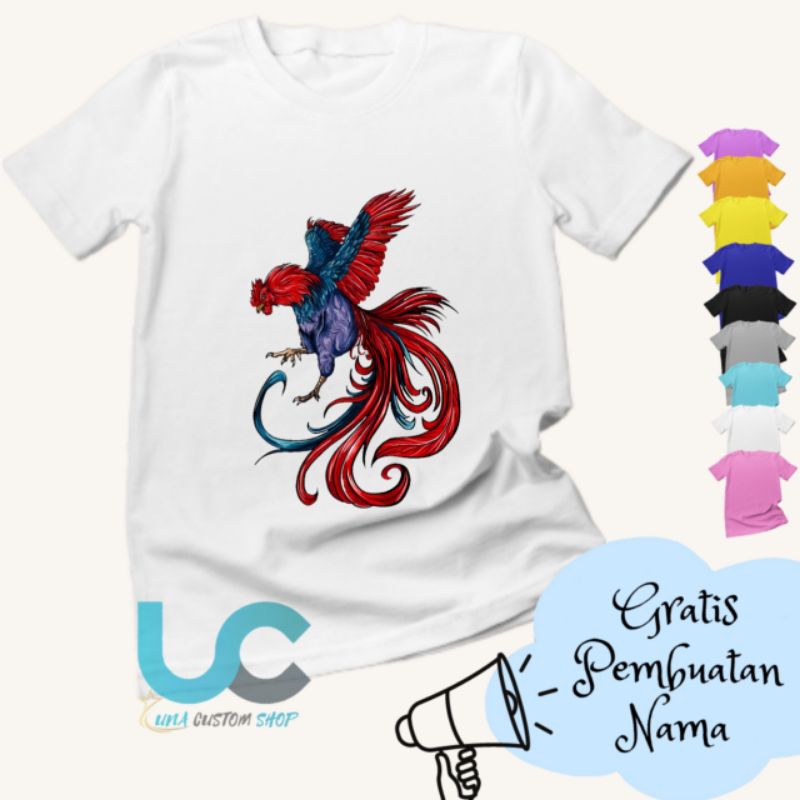 Kaos Anak Ayam Jago | Baju Anak Ayam Jago | Kaos Anak Sablon | Kaos Anak Custom Terbaru (FREE NAMA)