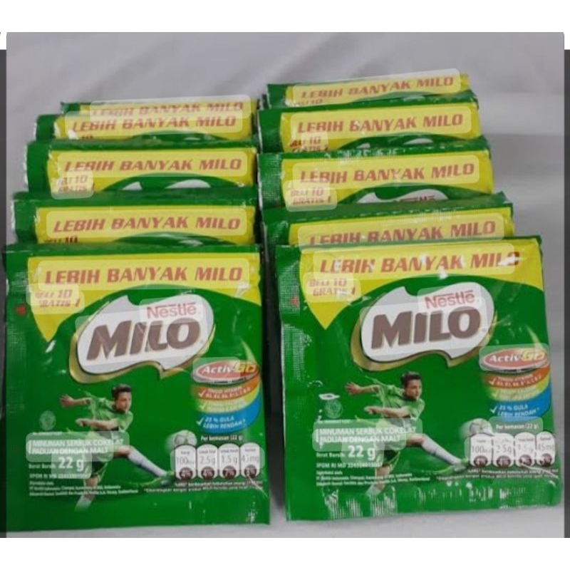 

milo sachet renceng @22g ( isi 10 free 1)