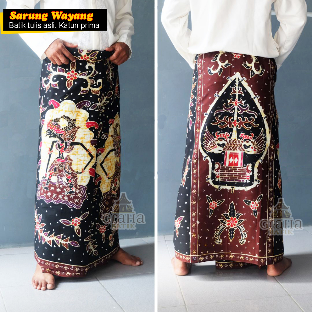 SARUNG BATIK TULIS BAKARAN PATI MOTIF WAYANG