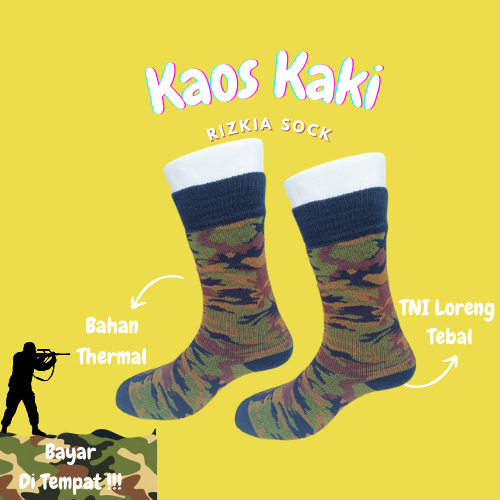 KAOS KAKI TNI LORENG/KAOS KAKI TNI HITAM/KAOS KAKI TEBAL PANJANG UKURAN DEWASA