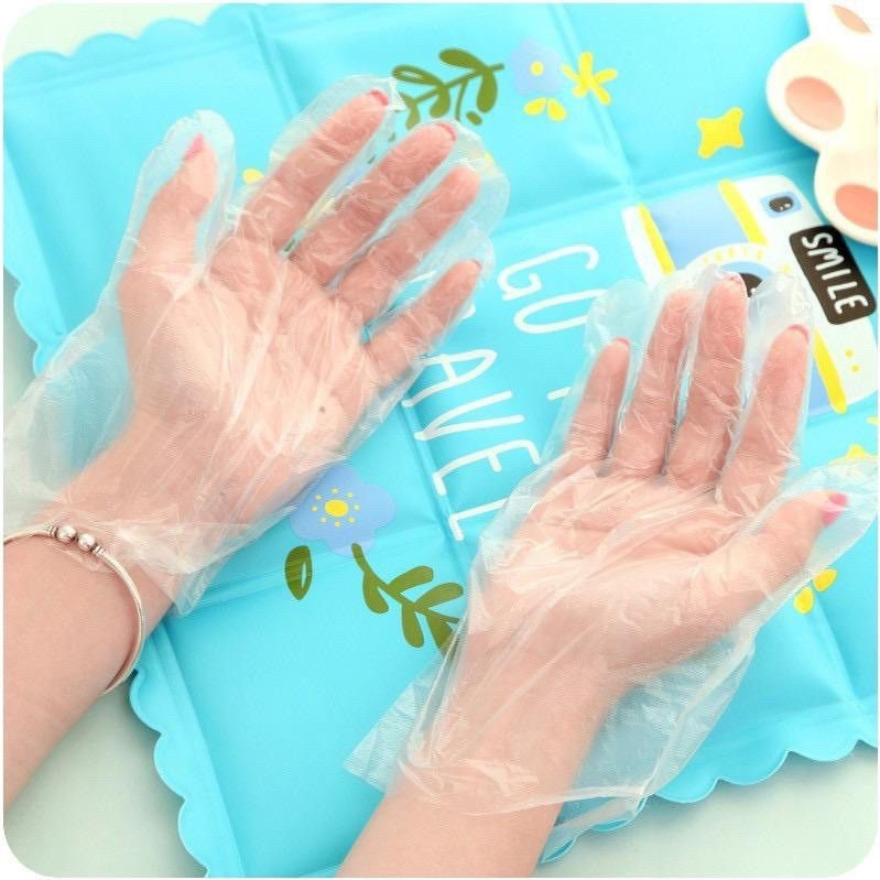 Sarung Tangan PLASTIK Glove ISI 100 Per 1 Pack Disposable Plastic Gloves Sekali Pakai Bening Polos Transparent Transparan cocok untuk bikin kue masak usaha