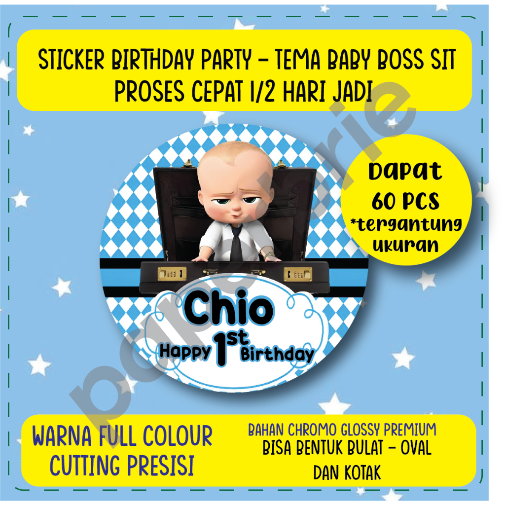 

label stiker BABY BOSS SIT Ulang Tahun Anak - sticker birthday party stiker hampers sticker hamper stiker bingkisan ultah