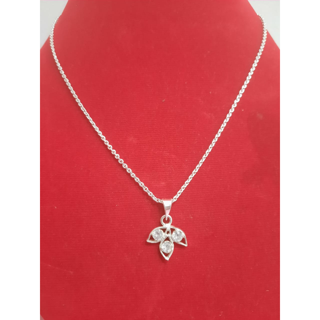 kalung perak murni set liontin perak murni motif berlian