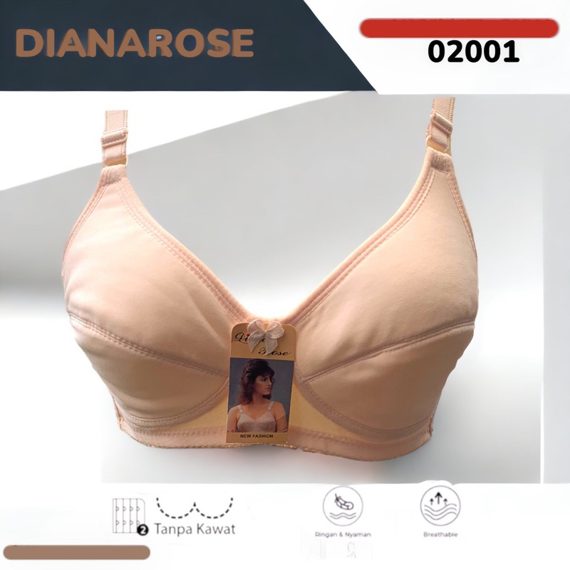 Dianarose Bra Diana Bukan Asli Bh Wanita Model Polos Busa Tipis Tanpa Kawat Bahan Licin Kait 2
