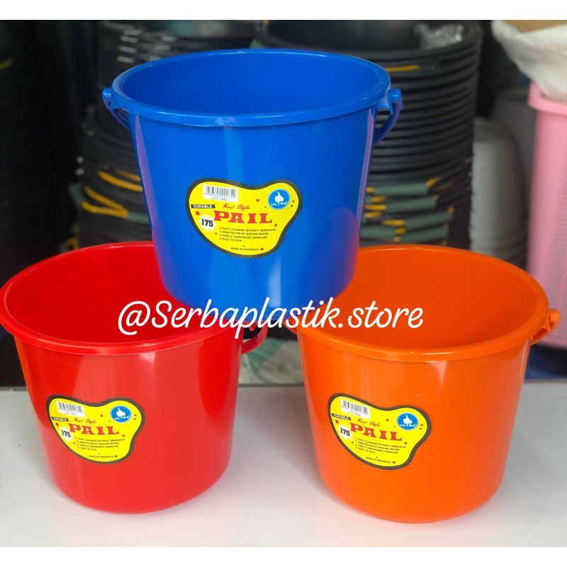 Ember air plastik warna kecil tebal warna warni merah biru orange / tong air 1,75gl U / wadah serbag