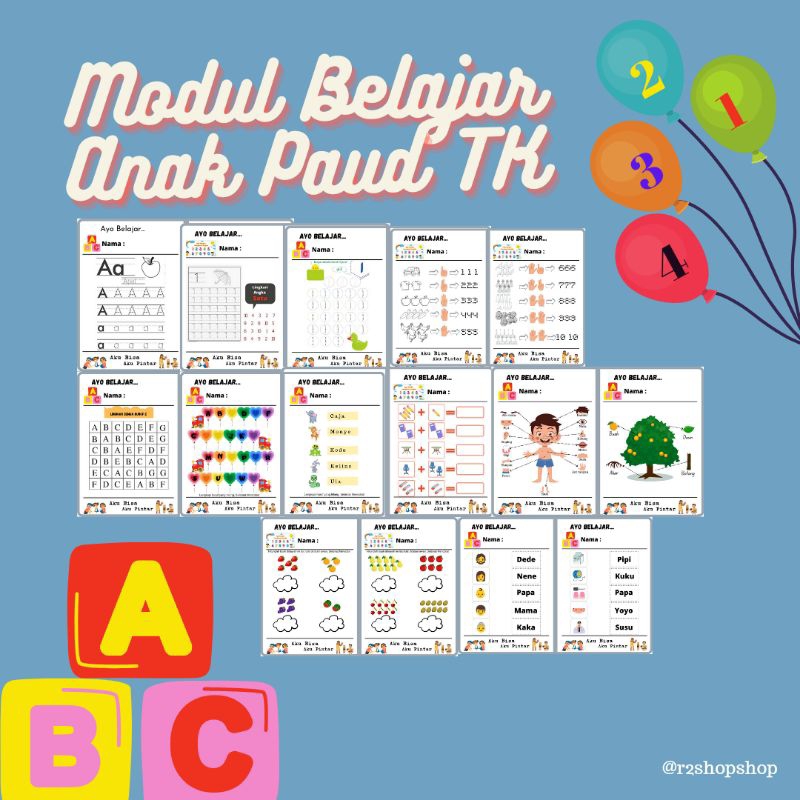 (Free 2 Worksheet) 25 Worksheet Printable Edukasi Anak Paud TK