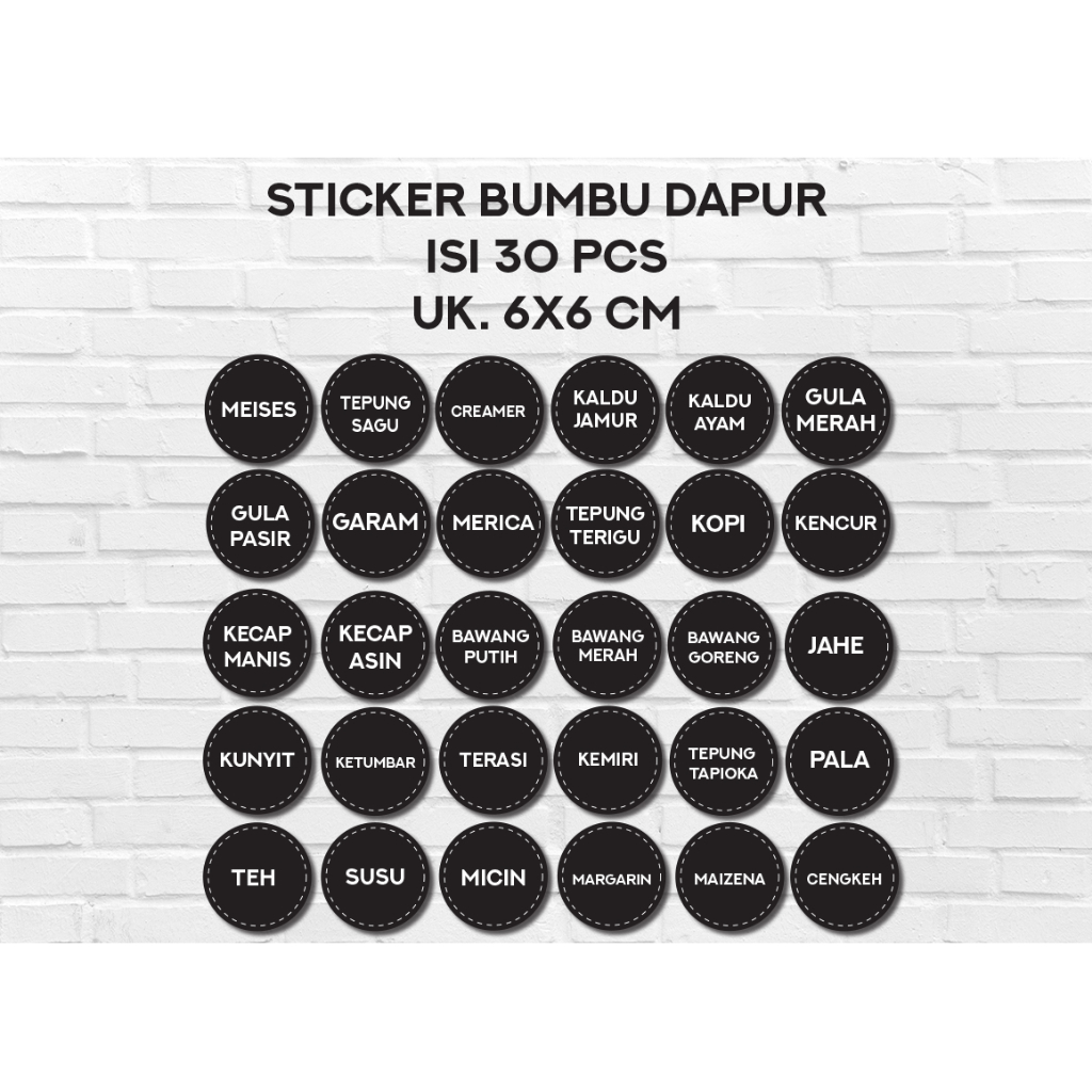 

STICKER BUMBU DAPUR / LABEL NAMA BUMBU DAPUR / STICKER PANTRY WATEERPOOF ISI 30 PCS