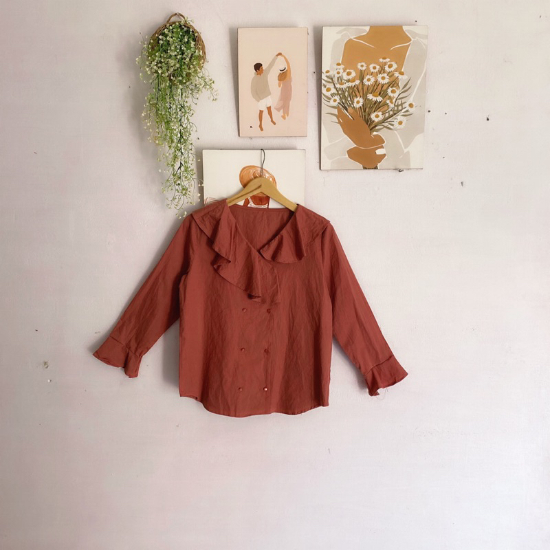 BLOUSE RUFFLE / BLOUSE KATUN WANITA / KEMEJA RUFFLE