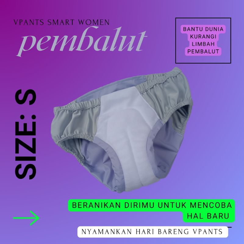 Pembalut kain buat remaja  Vpants Smart Women size : S / 3 Pcs  / Celana Pembalut Cuci Ulang / Pemba