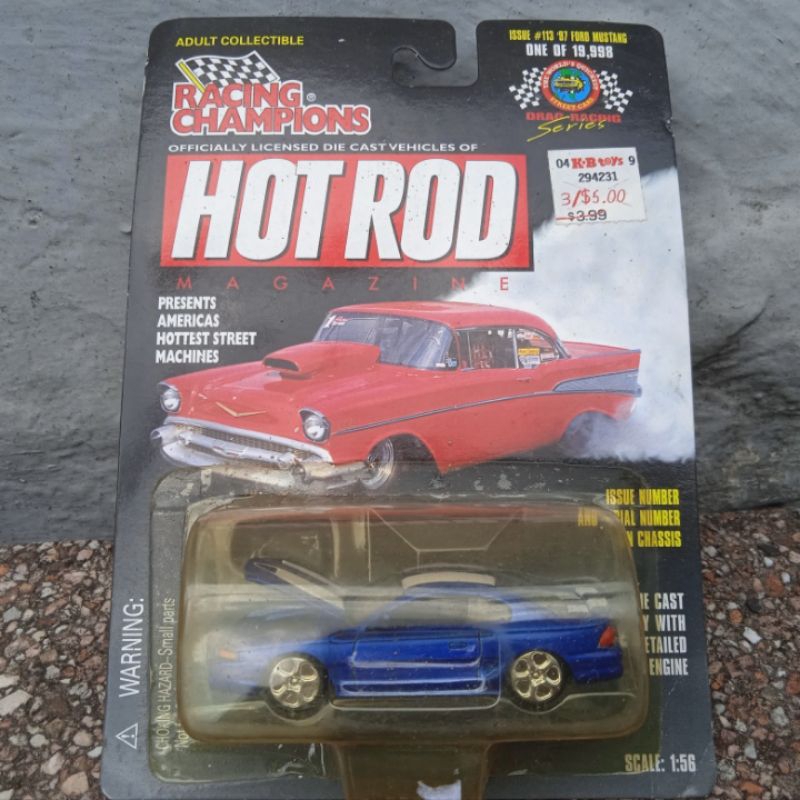 racing champions hot rod magazine 97 Ford Mustang 1997 biru